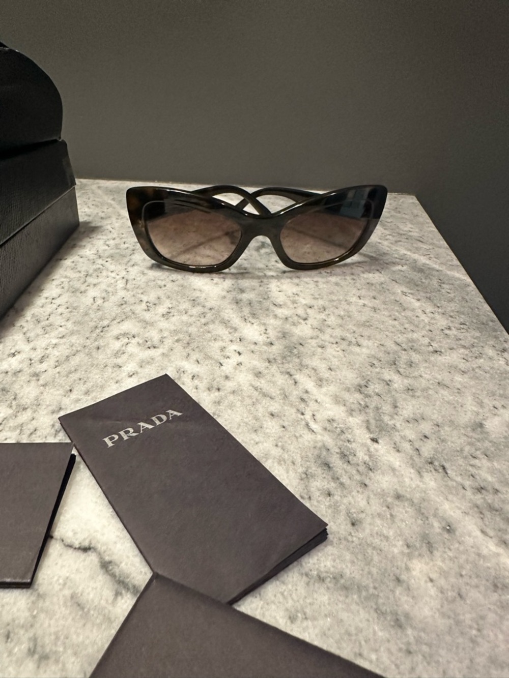 Prada women sunglasses, cat eye, black brown with gradient lens, authentic! - Picture 2 of 11